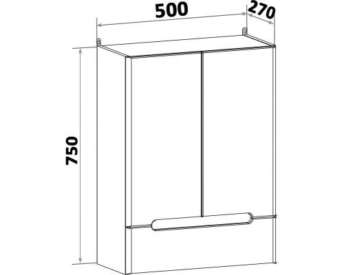 Шкаф двустворчатый 50x75 см белый Runo Парма 00-00001052