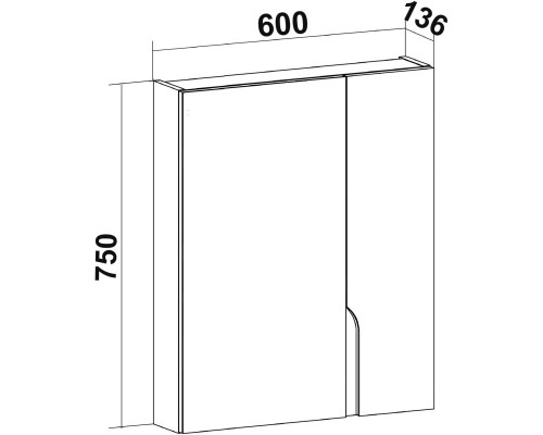 Зеркальный шкаф 60x75 см белый Runo Стокгольм 00-00001126