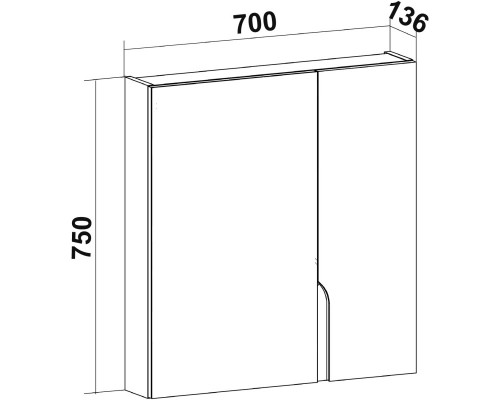 Зеркальный шкаф 70x75 см белый Runo Стокгольм 00-00001127