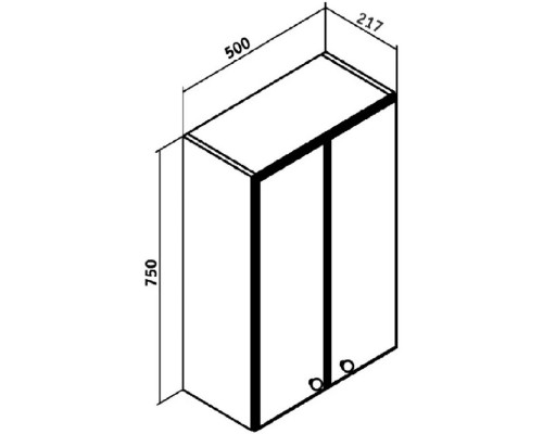 Шкаф двустворчатый 50x75 см белый Runo Кредо 00000000061