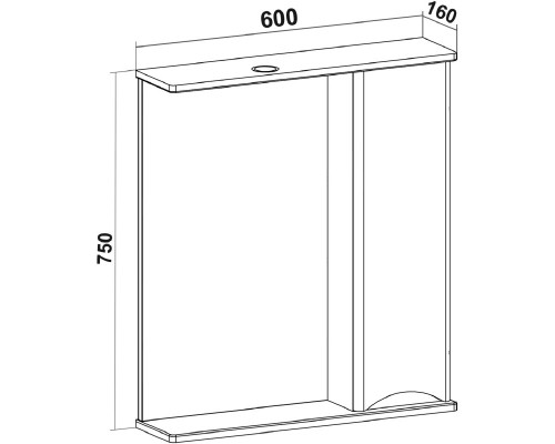 Зеркальный шкаф 60x75 см белый R Runo Афина 00-00001171