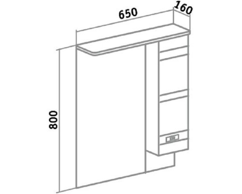 Зеркальный шкаф 65x80 см белый R Runo Турин УТ000002103