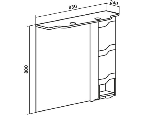 Зеркальный шкаф 85x80 см белый R Runo Стиль 00000001116