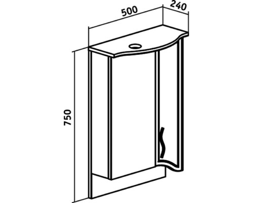 Зеркальный шкаф 50x75 см белый Runo Севилья 00000000799