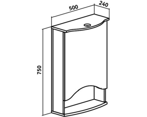 Зеркальный шкаф 50x75 см белый R Runo Фортуна 00000001027