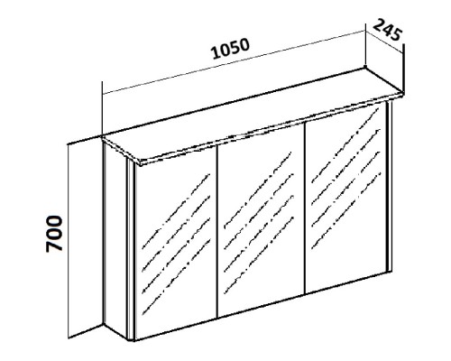 Зеркальный шкаф 105x70 см белый Runo Лира 00-00000254