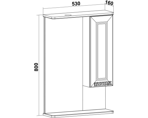 Зеркальный шкаф 53x80 см белый R Runo Монро 00-00000459