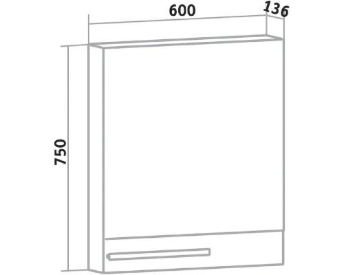 Зеркальный шкаф 60x75 см дуб крафт/белый R Runo Вудлайн 00-00001346