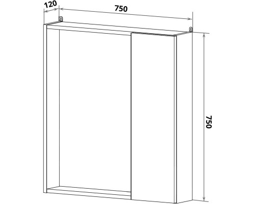 Зеркальный шкаф 75x75 см серый бетон/белый L/R Runo Манхэттен 00-00001017