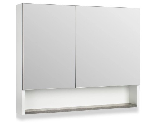 Зеркальный шкаф 80x65 см железный камень/белый Runo Бари 00-00001387 Зеркальный шкаф 80x65 см железный камень/белый Runo Бари 00-00001387