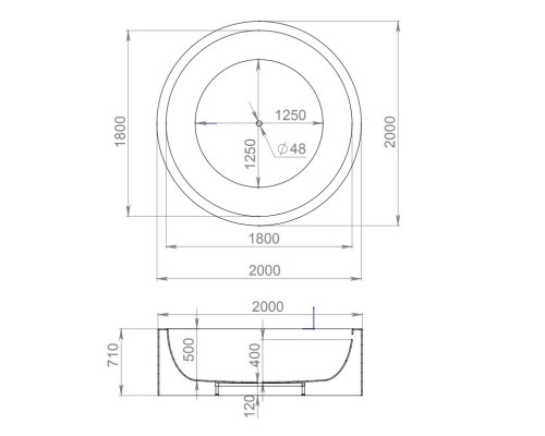 Ванна из литого мрамора 200x200 см Salini S-Sense Isola 101111G