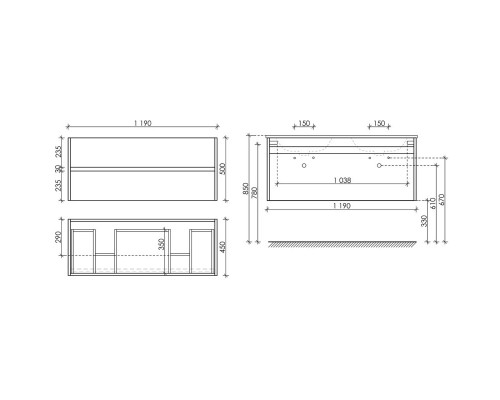 Тумба дуб бардолино/белый глянец 119 см Sancos Smart SM120-2E