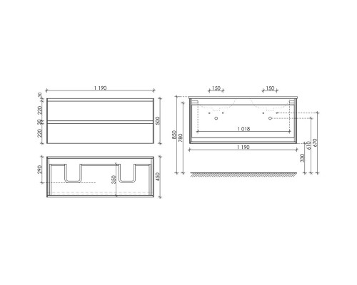 Тумба белый глянец 119 см Sancos Cento CN120-2W