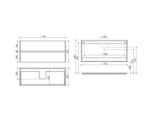 Тумба белый глянец 119 см Sancos Urban UR120-1W