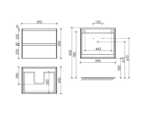 Тумба с раковиной карпатская ель 61 см Sancos Cento CN60KE + CN7001