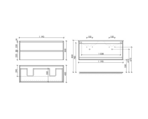 Тумба с раковиной дуб чарльстон 121 см Sancos Libra LB120-2ECH + CN7004