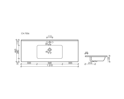 Тумба с раковиной дуб чарльстон 121 см Sancos Libra LB120-1ECH + CN7006