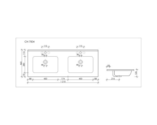 Тумба с раковиной дуб галифакс 121 см Sancos Urban UR120-2EG + CN7004