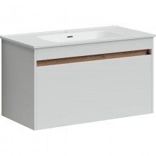 Тумба с раковиной белый глянец 91 см Sancos Smart SM90W + CN7002