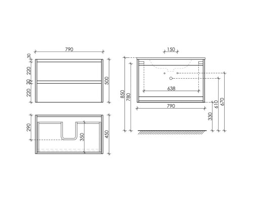 Комплект мебели белый глянец 81 см Sancos Libra LB80W + CN7005 + Z800