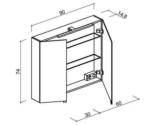 Комплект мебели белый глянец 91 см Sancos Libra LB90W + CN7002 + Z900