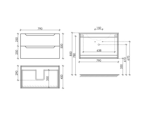 Комплект мебели белый глянец 81 см Sancos Norma 2.0 NR2.080W + CN7005 + CI800