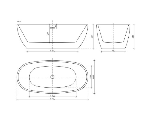 Акриловая ванна 170x80 см Sancos Flo FB02