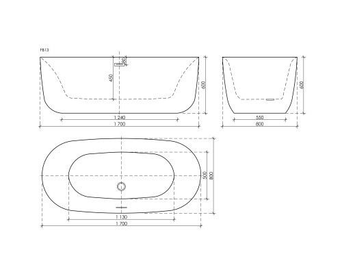 Акриловая ванна 170x80 см Sancos Space FB13