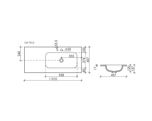 Комплект мебели белый матовый 101 см Sancos Snob T SNT100RW + CN7015 + CI1000