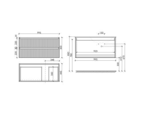 Комплект мебели бежевый матовый 101 см Sancos Snob T SNT100RCE + CN7015 + CI1000