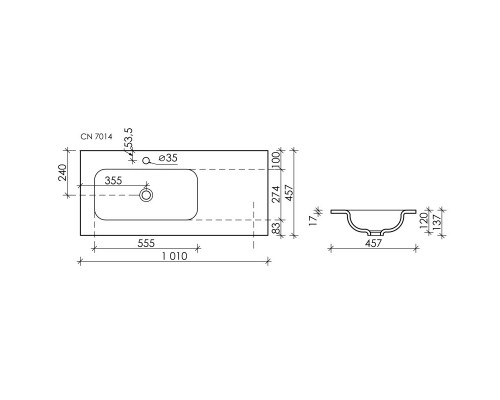 Комплект мебели белый матовый 101 см Sancos Snob T SNT100LW + CN7014 + CI1000