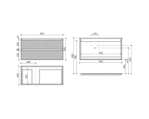 Комплект мебели серый матовый 101 см Sancos Snob T SNT100LSM + CN7014 + CI1000