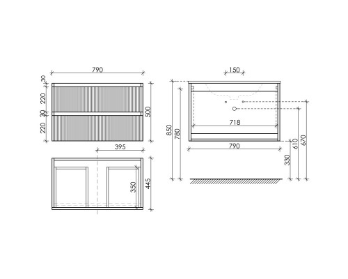 Комплект мебели серый матовый 81 см Sancos Snob T SNT80SM + CN7012 + CI800