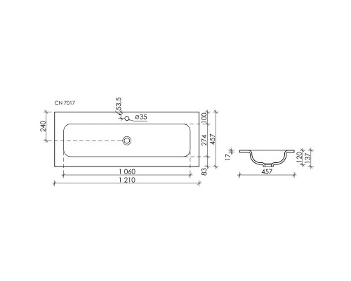 Тумба с раковиной бежевый матовый 121 см Sancos Snob T SNT120CE + CN7017