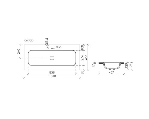 Комплект мебели белый матовый 101 см Sancos Snob T SNT100W + CN7013 + CI1000