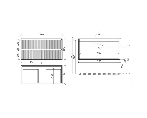 Комплект мебели белый матовый 101 см Sancos Snob T SNT100W + CN7013 + CI1000