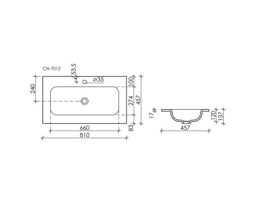 Комплект мебели белый матовый 81 см Sancos Snob R SNR80W + CN7012 + CI800