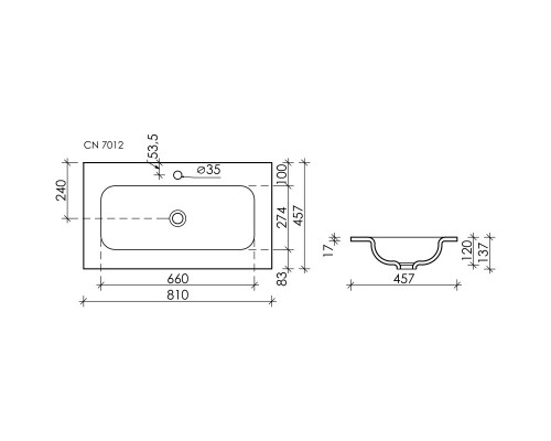 Комплект мебели белый матовый 81 см Sancos Very VR80W + CN7012 + SF800