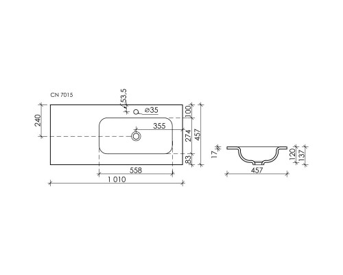 Комплект мебели белый матовый 101 см Sancos Very VR100RW + CN7015 + SF900