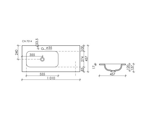 Комплект мебели белый матовый 101 см Sancos Very VR100LW + CN7014 + SF900