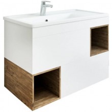 Тумба с раковиной белый матовый/дуб рустикальный 81 см Sanflor Даллас C04836 + 4640021065198