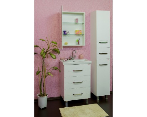 Комплект мебели белый глянец 60,5 см Sanflor Анкона C0000002004 + 4640021060773 + C0000002155