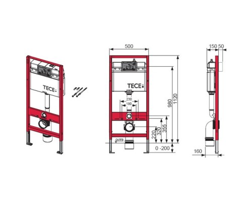 Комплект подвесной унитаз Jacob Delafon Patio E4187-00 + E4267-00 + система инсталляции Tece 9400413