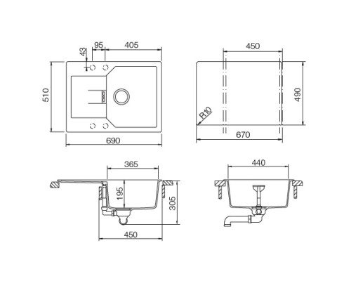 Кухонная мойка Schock Manhattan 45D оникс 700562