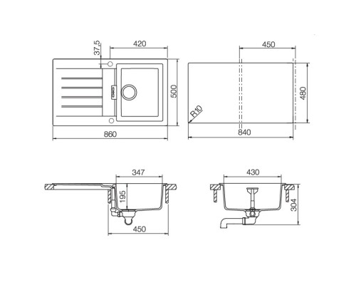 Кухонная мойка Schock Primus 45D оникс 700347