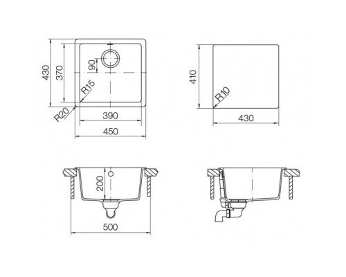 Кухонная мойка Schock Quadro 50 альпина 700512