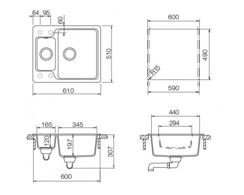 Кухонная мойка Schock Cambridge 60 баварский камень 700997