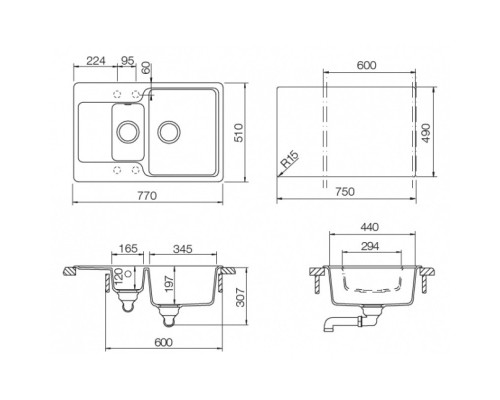 Кухонная мойка Schock Cambridge 60D оникс 700700