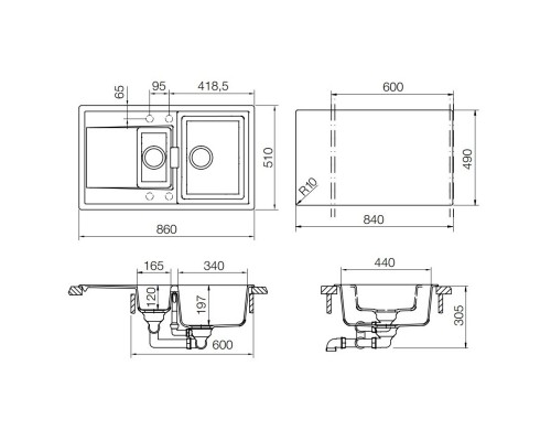 Кухонная мойка Schock Eton 60D магнолия 700831