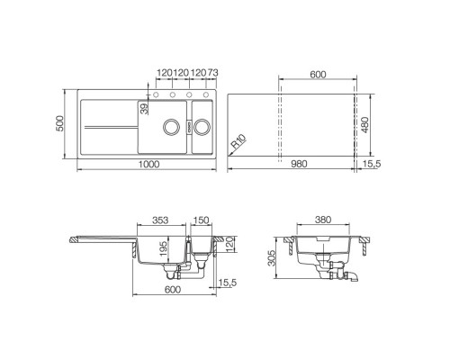 Кухонная мойка Schock Horizont 60D магма 700098